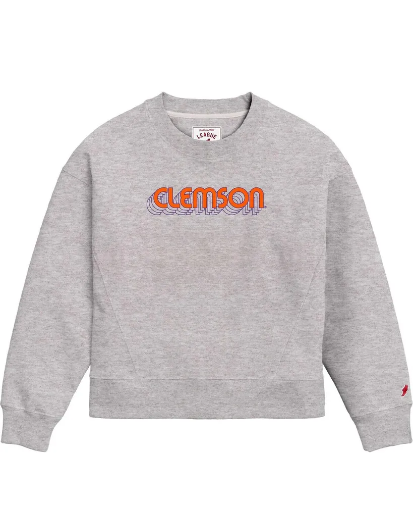 Women's League Collegiate Wear Ash Clemson Tigers Boxy Pullover Sweatshirt