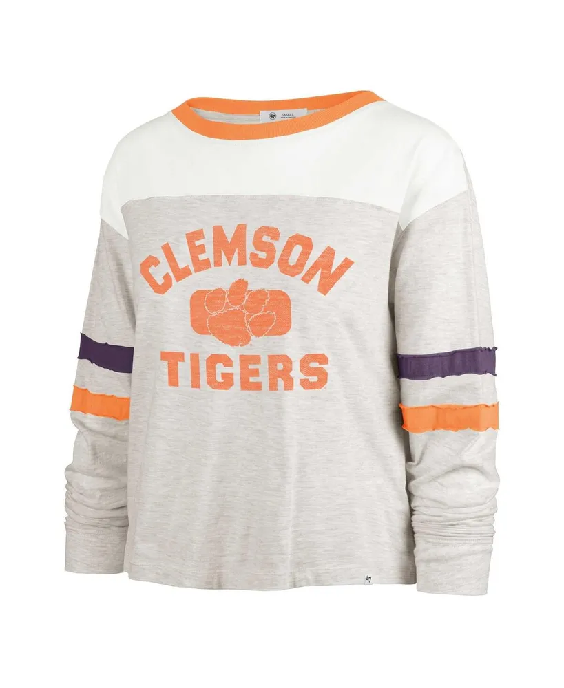 Women's '47 Brand Oatmeal Distressed Clemson Tigers All Class Lena Long Sleeve T-shirt