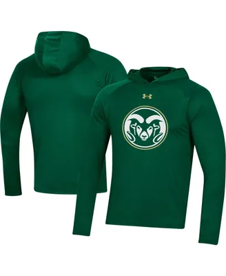 Men's Under Armour Green Colorado State Rams School Logo Raglan Long Sleeve Hoodie Performance T-shirt