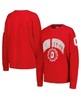 Women's Pressbox Scarlet Ohio State Buckeyes Edith Long Sleeve T-shirt