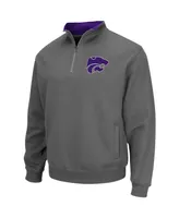 Men's Colosseum Charcoal Kansas State Wildcats Tortugas Logo Quarter-Zip Jacket