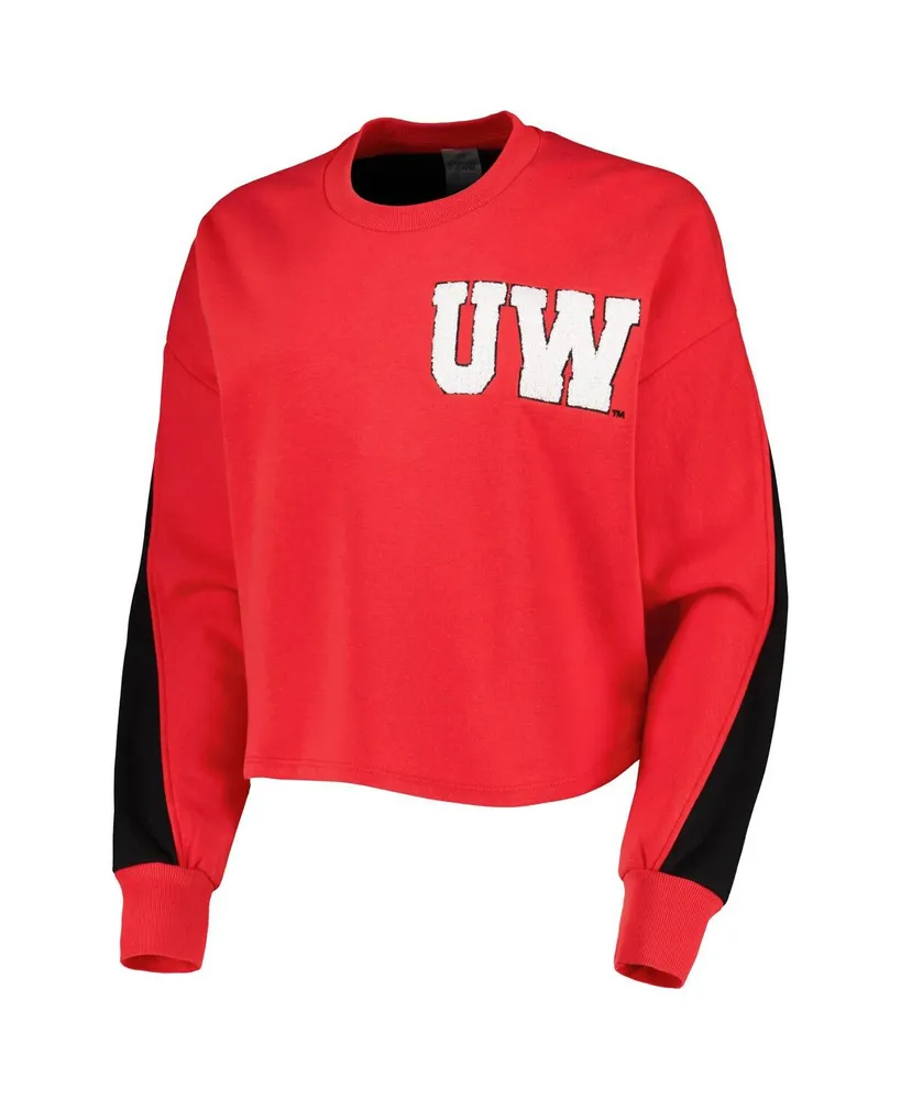 Women's Gameday Couture Red Wisconsin Badgers Back To Reality Colorblock Pullover Sweatshirt