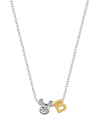 Unwritten Disney Cubic Zirconia Mickey Mouse Initial Pendant Necklace 