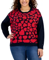 Tommy Hilfiger Plus Heart Jacquard Long-Sleeve Sweater