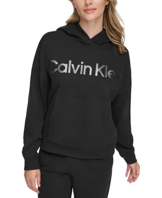Calvin Klein Women's Metallic-Logo Dropped-Shoulder Hoodie