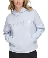 Calvin Klein Women's Metallic-Logo Dropped-Shoulder Hoodie