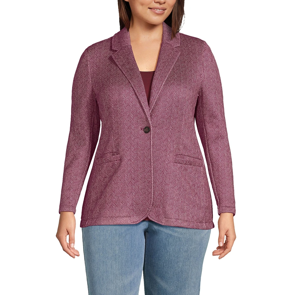 Lands' End Plus Sweater Fleece Blazer Jacket - The