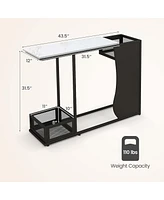 43.5'' Console Table with Faux Marble Top & 2 Storage Compartments Entryway