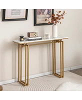 43.5'' Console Table Faux Marble Entryway Sofa Table with Metal Legs Living Room