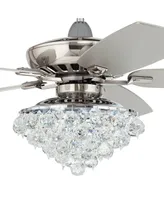 52" Journey Indoor Ceiling Fan with Light Led Dimmable Remote Control Brushed Nickel Silver Blades Crystal Ball Diamond Beads for Living Room Kitchen