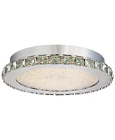 Possini Euro Design Chardin Modern Close To Ceiling Light Flush Mount Fixture 14" Wide Led Dimmable Chrome Silver Clear Crystal Ring for Bedroom Hallw