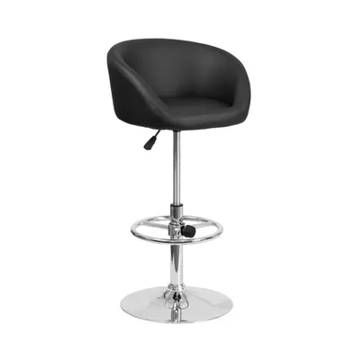 Valencia Bucket Seat Bar And Dining Stool Modern With 360 Swivel, Adjustable Height Metal Footrest