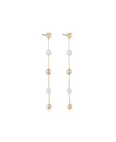 Ettika Alternating Freshwater Pearl and 18K Gold Plated Bead Drop Earrings