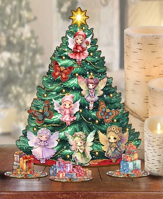 Designocracy Fairies and Butterflies-Themed Collectible Tabletop Christmas Tree by G.DeBrekht