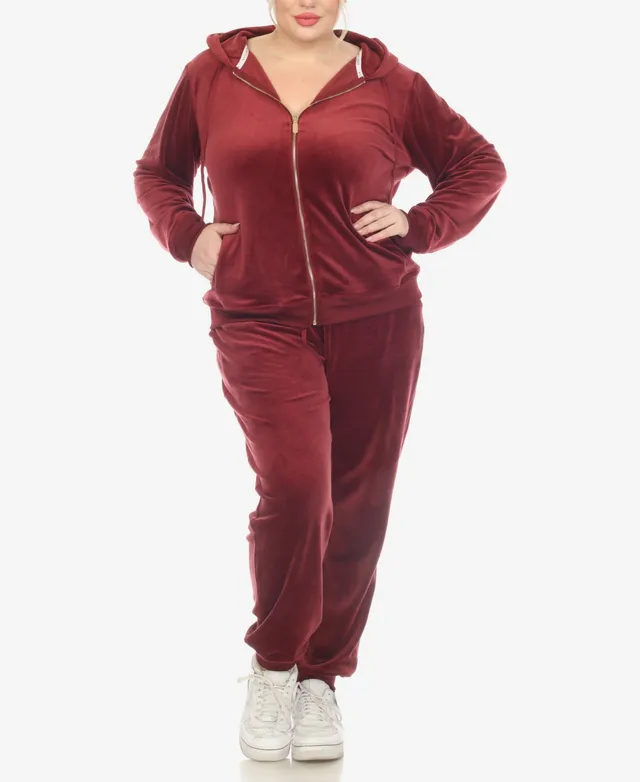 Women's 2 Piece Velour Tracksuit Set Gray Medium - White Mark