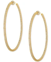 Ben Oni Kendra Thin Pave Hoop Earrings