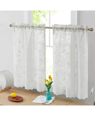 Hlc.me Joyce Lace Sheer Kitchen Cafe Curtain Tiers for Small Windows, Kitchen & Bathroom