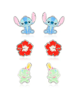Disney Lilo and Stitch Experiment 626 Silver Plated Stud Earring Set - 3 Pairs