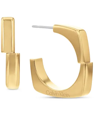 Calvin Klein Stainless Steel Small Sculpted C-Hoop Earrings, 0.88"