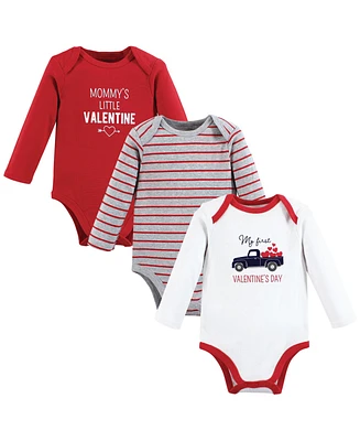 Hudson Baby Baby Boys Hudson Cotton Long-Sleeve Bodysuits, Valentine Truck, 6-9 Months