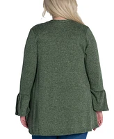 24seven Comfort Apparel Plus Size Bell Sleeve Open Cardigan Sweater