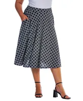 24seven Comfort Apparel Plus Size A-line Pocket Midi Skirt