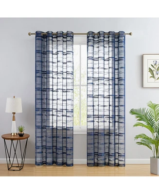 Hlc.me Broadway Stripe Decorative Semi Sheer Light Filtering Grommet Window Treatment Curtain Drapery Panels for Bedroom & Living Room