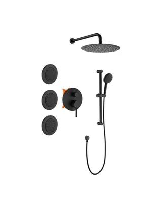 Simplie Fun Shower System With Shower Head, Hand Shower, Slide Bar, Body Sprays, Shower Arm, Hose, Valve