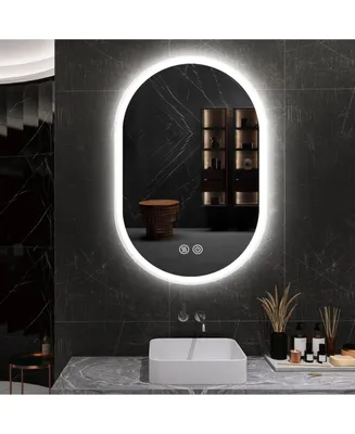Simplie Fun 36x24 Inch Bathroom Mirror With Lights, Anti Fog Dimmable Led Mirror For Wall Touch Control