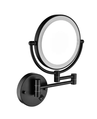 Simplie Fun 8 Inch Led Wall Mount Two-Sided Magnifying Makeup Vanity Mirror 12 Inch Extension 1X/3X
