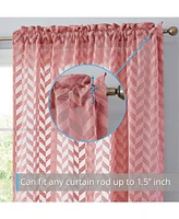 Hlc.me Herringbone Thick Semi Sheer Premium Rod Pocket Window Curtain Panels for Bedroom & Living Room