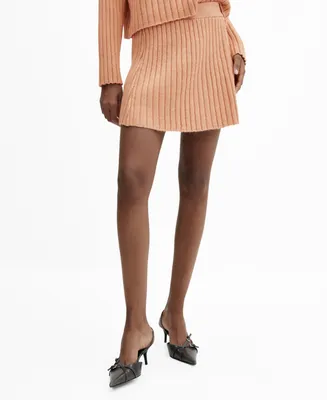 Mango Women's Flared Ribbed Skirt