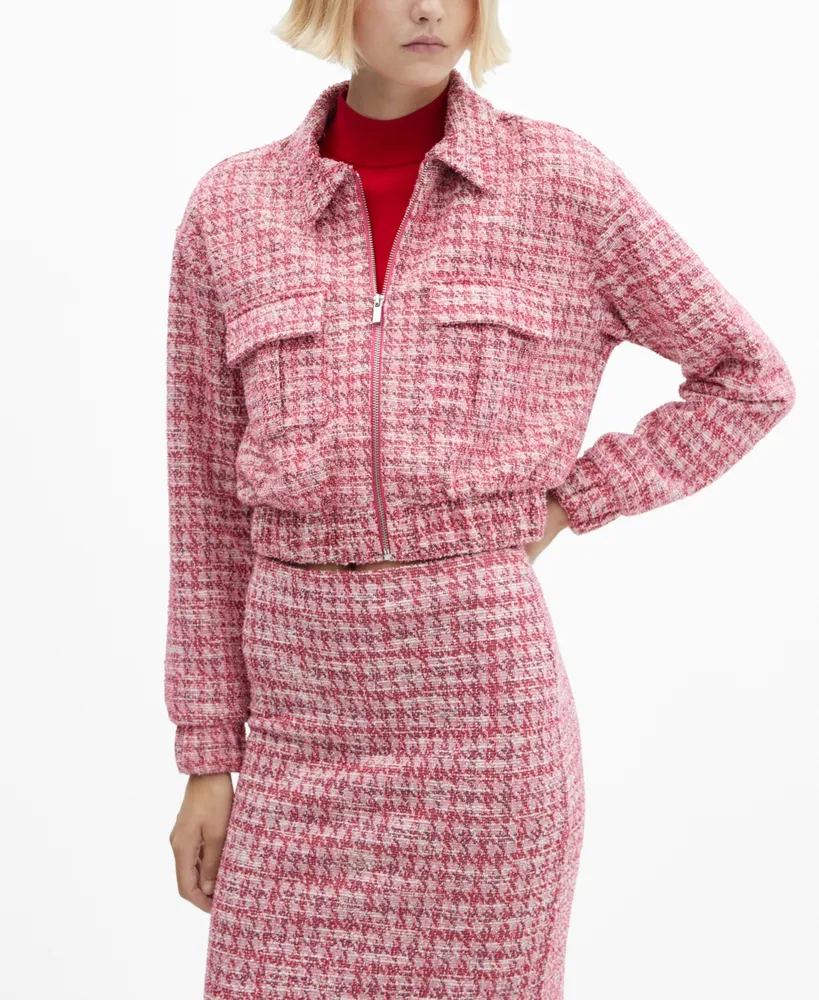 MANGO Women's Pocket Tweed-Look Cardigan - Macy's