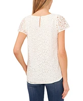 CeCe Women's Crewneck Flutter Sleeve Lace Top