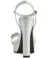 Karl Lagerfeld Paris Women's Jala Embellished Ankle-Strap Platform Sandals