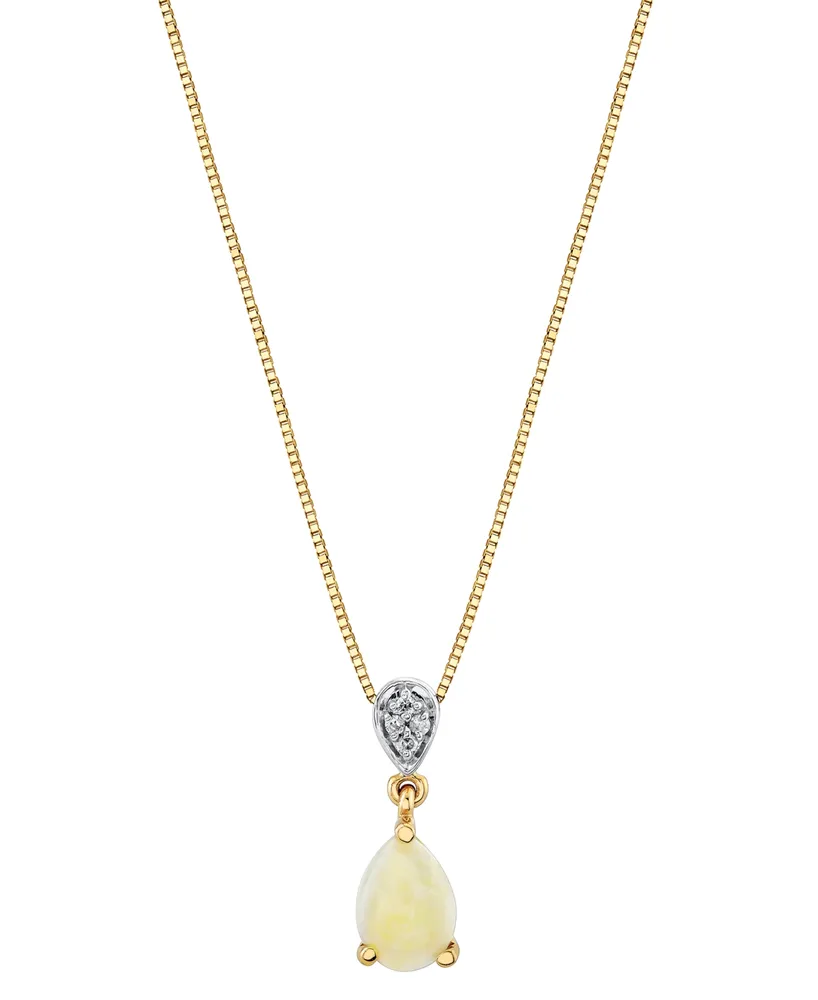 Opal (3/8 ct. t.w.) & Diamond Accent 18" Pendant Necklace in 14k Gold