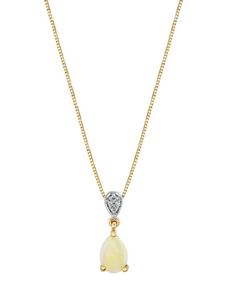 Opal (3/8 ct. t.w.) & Diamond Accent 18" Pendant Necklace in 14k Gold