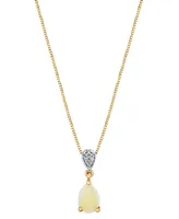 Opal (3/8 ct. t.w.) & Diamond Accent 18" Pendant Necklace in 14k Gold