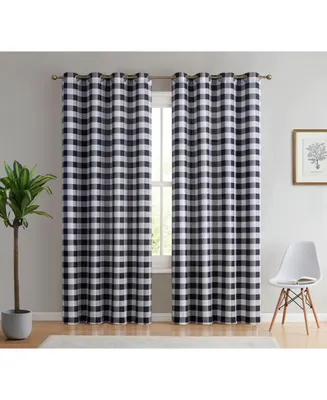 Hlc.me Hilltop Buffalo Check Textured Light Filtering Grommet Lightweight Window Curtains Drapery for Bedroom, Dining Room & Living Room