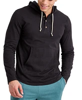 Men's Hanes Originals Cotton Henley Hooded Sweatshirt