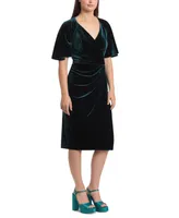 Maggy London Women's Velvet V-Neck Side-Drape Dress