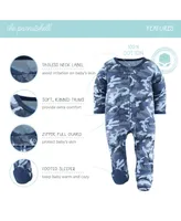 The Peanutshell Blue Camo Footed Baby Sleepers for Boys, 3-Pack,