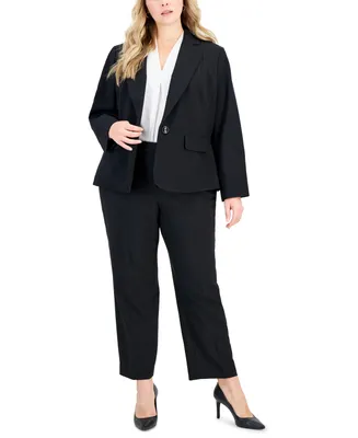 Le Suit Plus Single-Button Straight-Leg Pantsuit