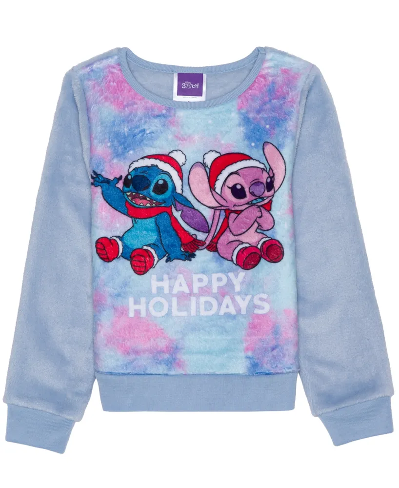 Disney Little Girls Stitch Happy Holidays Long Sleeve Plush