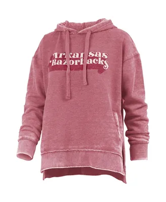 Women's Pressbox Cardinal Distressed Arkansas Razorbacks Vintage-Like Falkland Pullover Hoodie