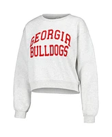 Women's ZooZatz Oatmeal Georgia Bulldogs Core Chenille Cropped Pullover Sweatshirt