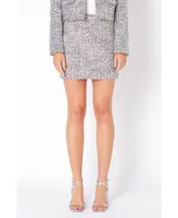 Women's Sequins Tweed Mini Skirt