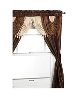 Kate Aurora Satin Semi Sheer Complete 5 Piece Window in a Bag Attached Curtain Set