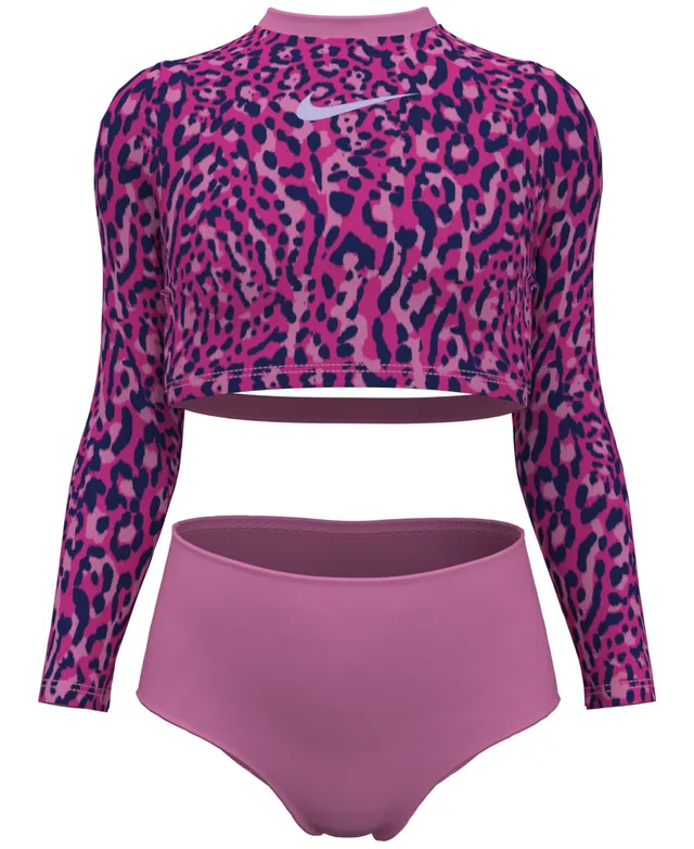 Nike Big Kids' (Girls') Long-Sleeve Crop Top and High Waist Bottom Set.