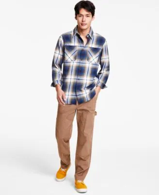 Sun Stone Mens Alfredo Plaid Long Sleeve Button Up Shirt Straight Fit Workwear Tapered Carpenter Pants Created For Macys